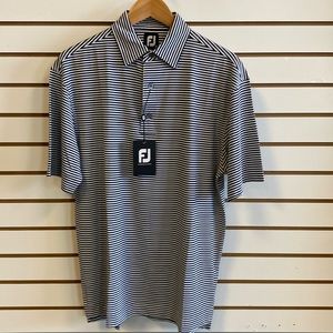 Footjoy Lisle Feeder Stripe Self Collar polo Navy/white medium